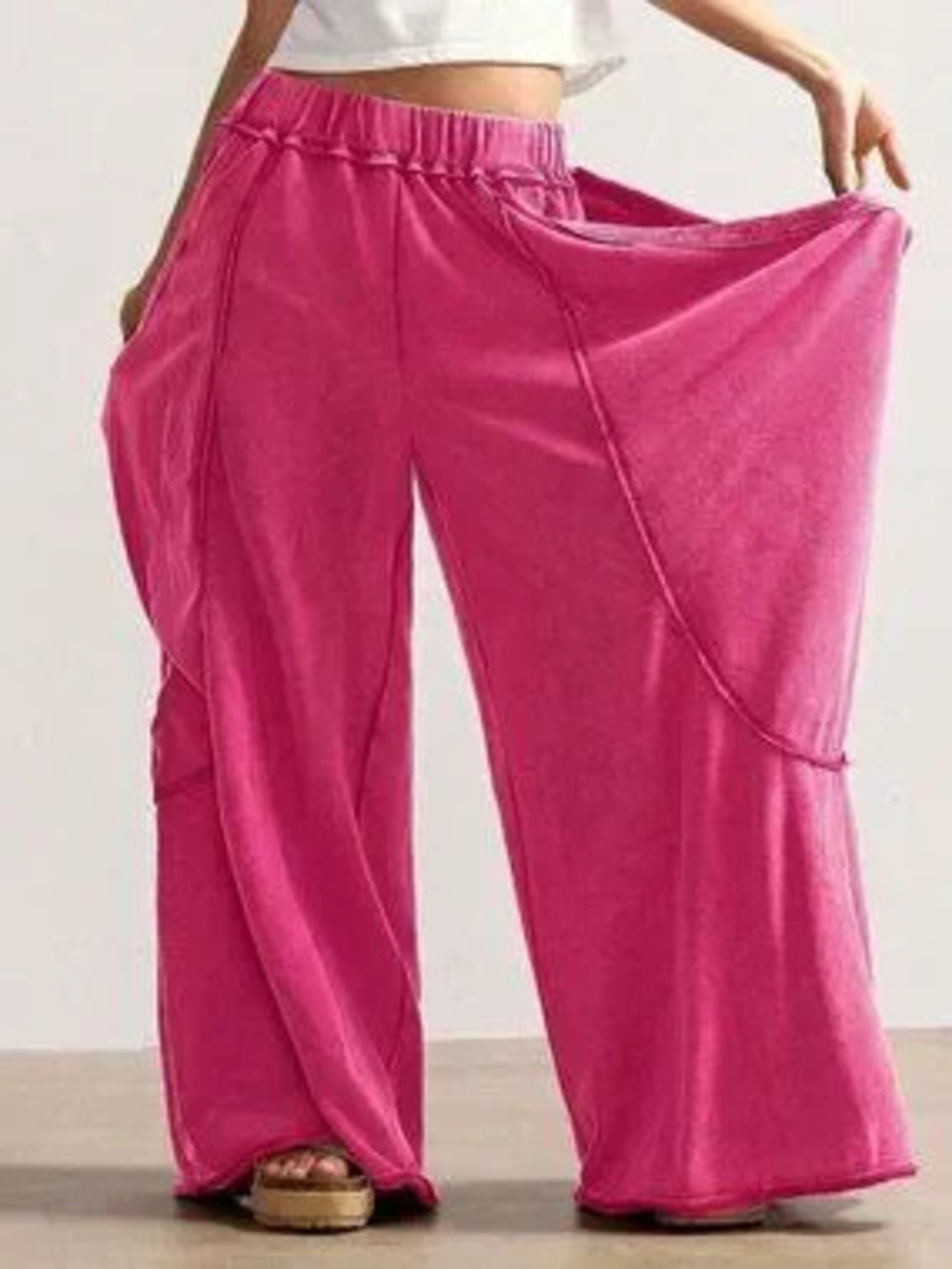 ZARA Pink Casual Women's Knit Loose Washed Long Pants